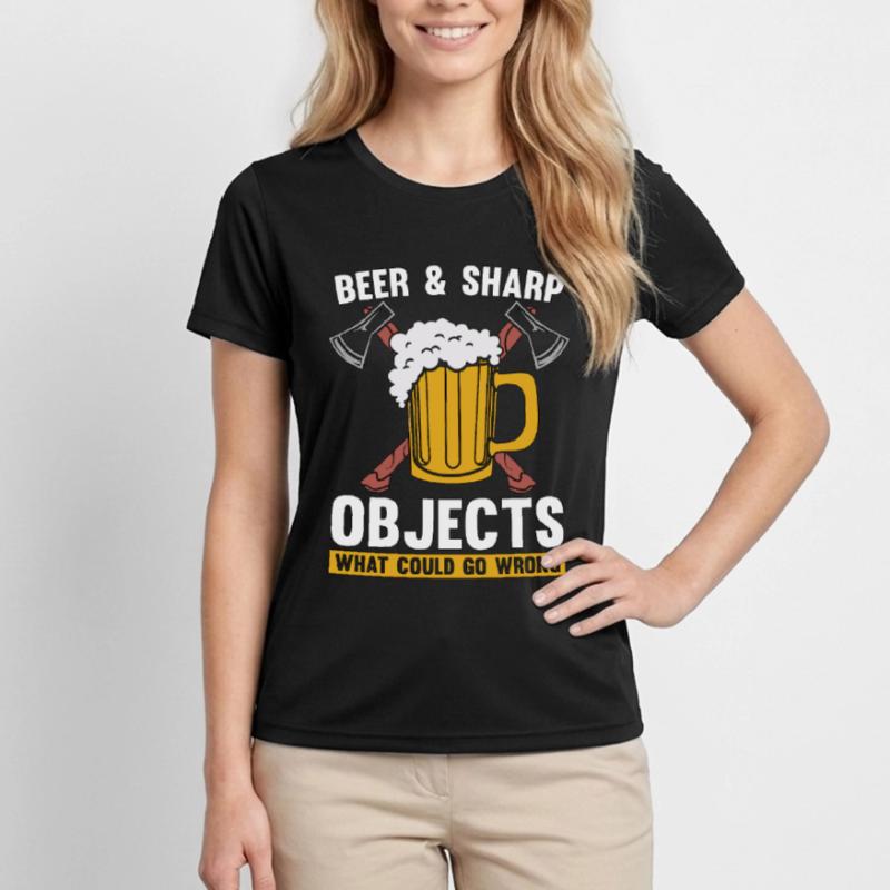 Axe Throwing Beer & Sharp Objects Hatchet Thrower Women's Functional T-Shirt