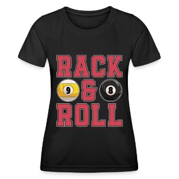 Cue Sports Rack & Roll Billiard Ball Pool Player - Frauen Funktions-T-Shirt - Schwarz - Vorne - AI Model Female 172 light (172cm)