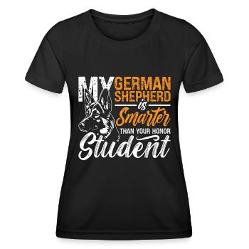 My German Shepherd Is Smarter Than Military Dogs - Women's Functional T-Shirt - black - Front - AI Model Female 172 light (172cm)