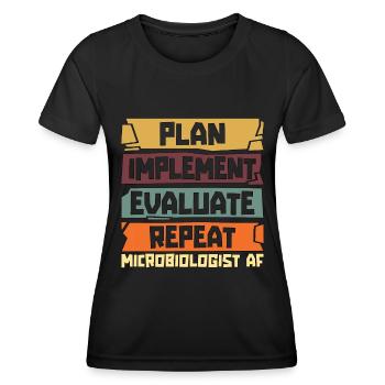 Microbiologist Plan Implement Evaluate Laboratory - Frauen Funktions-T-Shirt - Schwarz - Vorne - AI Model Female 172 light (172cm)