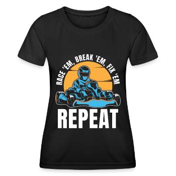 Kart Racing Race 'Em Break 'Em Karting Kart Racer - Frauen Funktions-T-Shirt - Schwarz - Vorne - AI Model Female 172 light (172cm)