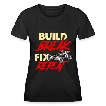 RC Model Racing Build Break Fix Repeat Model Maker - Women's Functional T-Shirt - black - Front - AI Model Female 172 light (172cm)
