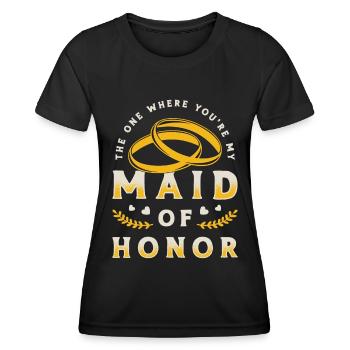 Demoiselle d’honneur Celle où tu es ma demoiselle d’honneur - T-shirt sport Femme - noir - Devant - AI Model Female 172 light (172cm)