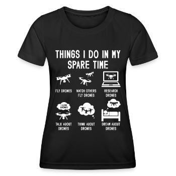 Drone Racing Choses que je fais dans ma machine de course de course - T-shirt sport Femme - noir - Devant - AI Model Female 172 light (172cm)
