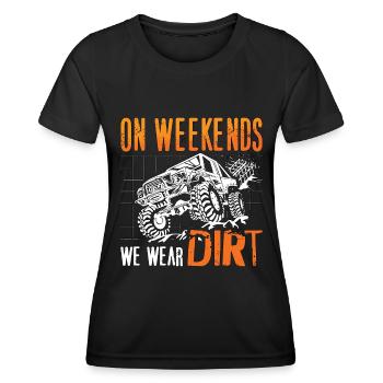Course hors route Le week-end, nous portons du motocross hors route - T-shirt sport Femme - noir - Devant - AI Model Female 172 light (172cm)