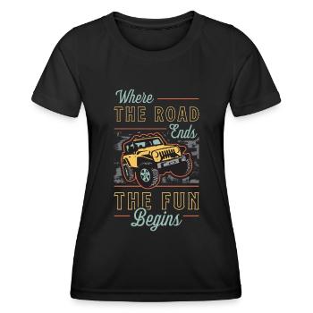 Course hors route où la route se termine Le motocross - T-shirt sport Femme - noir - Devant - AI Model Female 172 light (172cm)