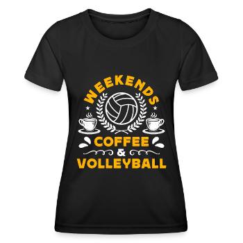 Ensemble de café et de volley-ball de beach-volleyball Week-ends - T-shirt sport Femme - noir - Devant - AI Model Female 172 light (172cm)