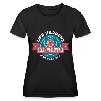La vie de volleyball de plage arrive joueur de volleyball de plage - T-shirt sport Femme - noir - Devant - AI Model Female 172 light (172cm)