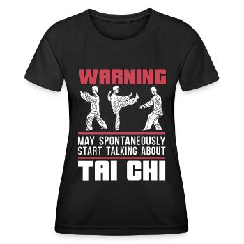 L’avertissement de Tai Chi peut spontanément commencer le Taijiquan - T-shirt sport Femme - noir - Devant - AI Model Female 172 light (172cm)