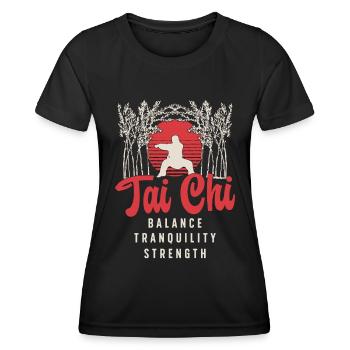 Tai Chi Balance Tranquility Strength Martial Arts - Frauen Funktions-T-Shirt - Schwarz - Vorne - AI Model Female 172 light (172cm)
