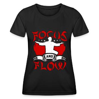Qigong Focus And Flow Tai Chi Wushu Arts Martiaux - T-shirt sport Femme - noir - Devant - AI Model Female 172 light (172cm)