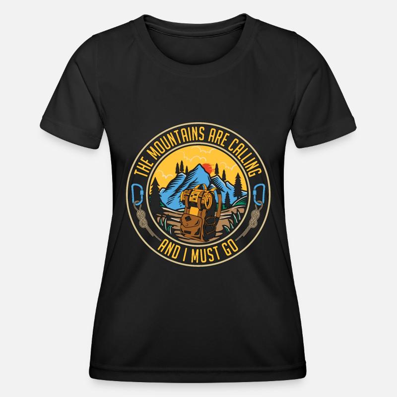 Rock Climbing The Mountains Are Calling Climbing - Women's Functional T-Shirt - black