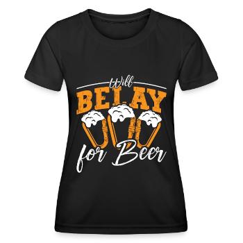 Indoor Climbing Will Belay For Beer Mountaineer - Frauen Funktions-T-Shirt - Schwarz - Vorne - AI Model Female 172 light (172cm)