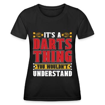 Darts It's A Darts Thing Bullseye Dart Player - Frauen Funktions-T-Shirt - Schwarz - Vorne - AI Model Female 172 light (172cm)