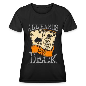 Le blackjack classique All Hands On Deck aime le jeu - T-shirt sport Femme - noir - Devant - AI Model Female 172 light (172cm)