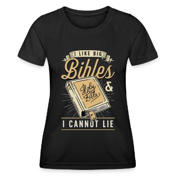 Clergé J’aime les grandes Bibles et j’adore le clergé - T-shirt sport Femme - noir - Devant - AI Model Female 172 light (172cm)