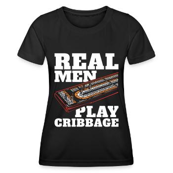 Cribbage Real Men Play Cribbage Loves Board Game - Frauen Funktions-T-Shirt - Schwarz - Vorne - AI Model Female 172 light (172cm)