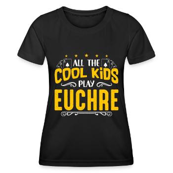 Euchre All The Cool Kids Play Euchre Jeu de société - T-shirt sport Femme - noir - Devant - AI Model Female 172 light (172cm)