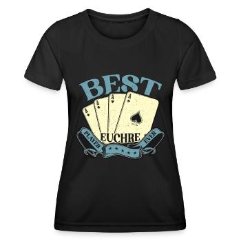 Euchre Best Euchre Player Ever Loves Playing Cards - Women's Functional T-Shirt - black - Front - AI Model Female 172 light (172cm)
