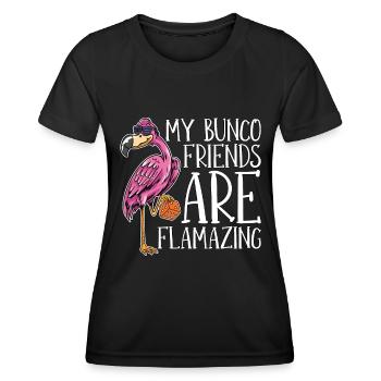 My Bunco Friends Are Flamazing Bunco Party Dices - Women's Functional T-Shirt - black - Front - AI Model Female 172 light (172cm)