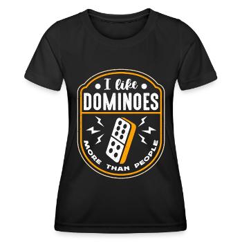 Dominoes I Like Dominoes More Than People Gambling - Women's Functional T-Shirt - black - Front - AI Model Female 172 light (172cm)