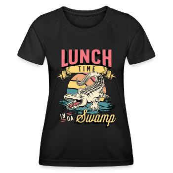 Alligator Hunting Lunch Time In Da Swamp Hunting - Frauen Funktions-T-Shirt - Schwarz - Vorne - AI Model Female 172 light (172cm)