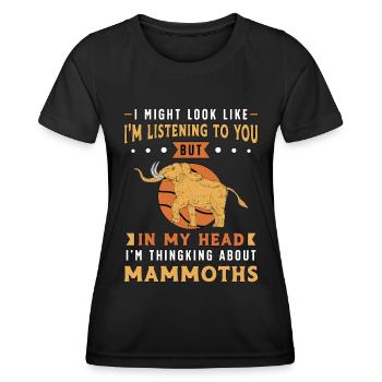 Mammouth laineux J’ai peut-être l’air d’être préhistorique - T-shirt sport Femme - noir - Devant - AI Model Female 172 light (172cm)