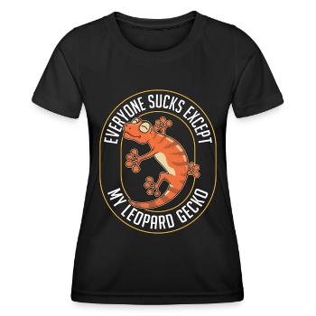 Leopard Gecko Everyone Sucks Except Herpetologist - Frauen Funktions-T-Shirt - Schwarz - Vorne - AI Model Female 172 light (172cm)