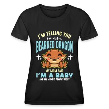 Dragon barbu Je te dis que je ne suis pas barbu - T-shirt sport Femme - noir - Devant - AI Model Female 172 light (172cm)