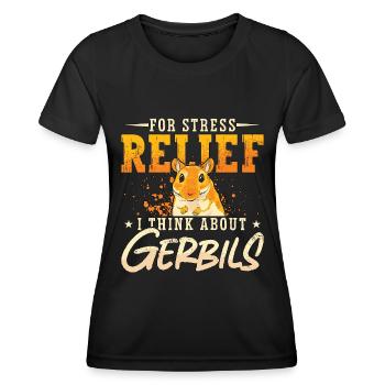 Gerbille pour soulager le stress Je pense aux rongeurs - T-shirt sport Femme - noir - Devant - AI Model Female 172 light (172cm)