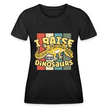 Gecko léopard J’élève de minuscules dinosaures Reptile rétro - T-shirt sport Femme - noir - Devant - AI Model Female 172 light (172cm)