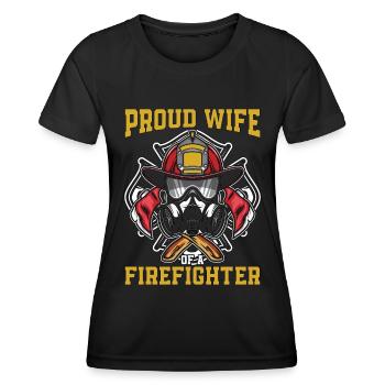 Chief Firefighter Proud Wife Of A Fire Department - Women's Functional T-Shirt - black - Front - AI Model Female 172 light (172cm)