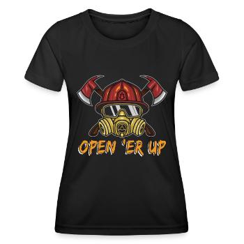 Chief Firefighter Open 'Er Up Fireman Firefighter - Women's Functional T-Shirt - black - Front - AI Model Female 172 light (172cm)