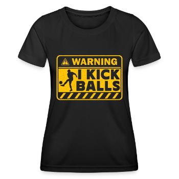 Avertissement de kickball I Kick Balls Tournoi de kickball - T-shirt sport Femme - noir - Devant - AI Model Female 172 light (172cm)