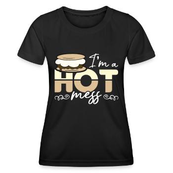 S'mores I'm A Hot Mess Loves Glamping Roasting - Frauen Funktions-T-Shirt - Schwarz - Vorne - AI Model Female 172 light (172cm)