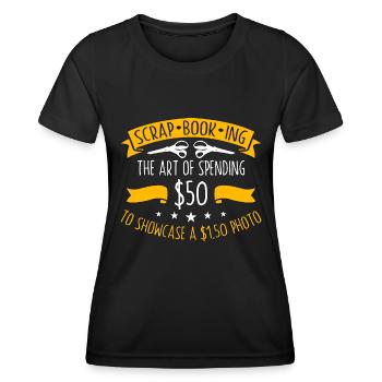 Scrap-Book-Ing L’art de dépenser des œuvres d’art artisanales - T-shirt sport Femme - noir - Devant - AI Model Female 172 light (172cm)