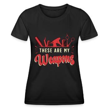 Coiffeur Ce sont mes armes Salon de coiffure - T-shirt sport Femme - noir - Devant - AI Model Female 172 light (172cm)