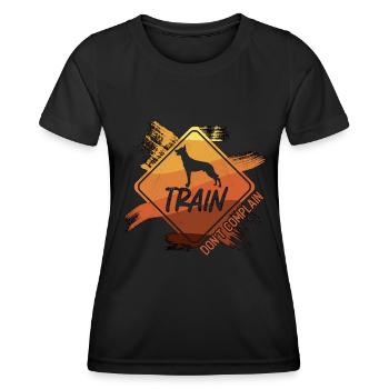 Train de dresseurs de chiens d’assistance Ne vous plaignez pas du propriétaire de chien - T-shirt sport Femme - noir - Devant - AI Model Female 172 light (172cm)