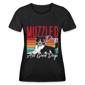 Dresseur de chiens d’assistance Les chiens muselés sont des maîtres-chiens - T-shirt sport Femme - noir - Devant - AI Model Female 172 light (172cm)