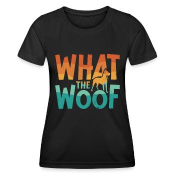 Dresseur de chiens d’assistance Qu’est-ce que le chien de thérapie Woof - T-shirt sport Femme - noir - Devant - AI Model Female 172 light (172cm)