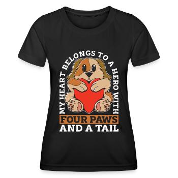 Dresseur de chiens d’assistance Mon cœur appartient au propriétaire de chien - T-shirt sport Femme - noir - Devant - AI Model Female 172 light (172cm)