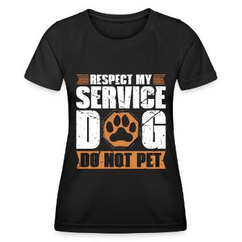 Chien d’assistance Respectez mon service Thérapie Amoureux des chiens - T-shirt sport Femme - noir - Devant - AI Model Female 172 light (172cm)