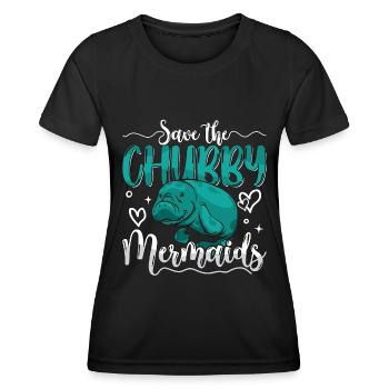 Dugong Save The Chubby Mermaids Marine Mammals - Frauen Funktions-T-Shirt - Schwarz - Vorne - AI Model Female 172 light (172cm)
