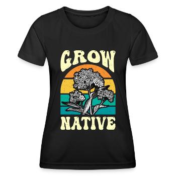 Asclépiade Grow Native Retro Monarchs Entomologistes - T-shirt sport Femme - noir - Devant - AI Model Female 172 light (172cm)