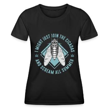 Cigales Je pourrais bien rejoindre l’entomologiste des cigales - T-shirt sport Femme - noir - Devant - AI Model Female 172 light (172cm)