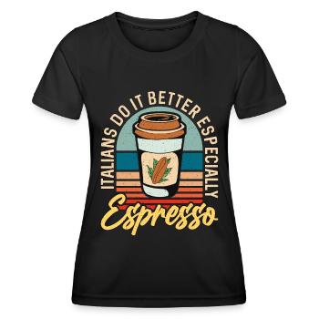 Les Italiens de l’espresso le font mieux Cappuccino Latte - T-shirt sport Femme - noir - Devant - AI Model Female 172 light (172cm)