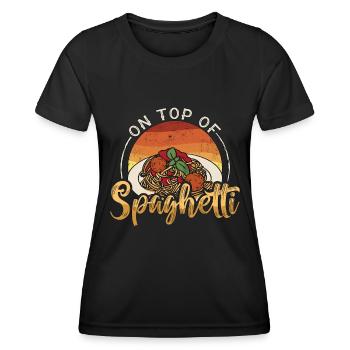 Boulettes de viande sur le dessus des spaghettis aime les pâtes aux boulettes de viande - T-shirt sport Femme - noir - Devant - AI Model Female 172 light (172cm)