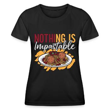 Boulettes de viande Rien n’est impâteable Pâtes Boulette de viande - T-shirt sport Femme - noir - Devant - AI Model Female 172 light (172cm)
