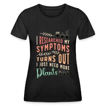 Plantes d’intérieur J’ai fait des recherches sur mes symptômes Plantes d’intérieur - T-shirt sport Femme - noir - Devant - AI Model Female 172 light (172cm)