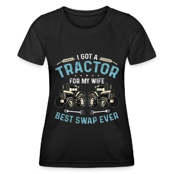 Moissonneuse-batteuse J’ai un tracteur pour ma femme Vie d’agriculteur - T-shirt sport Femme - noir - Devant - AI Model Female 172 light (172cm)